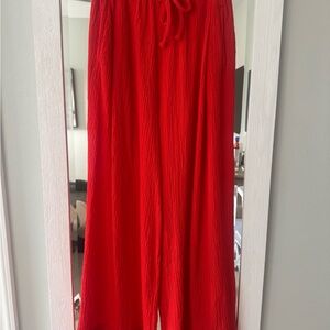 Essentiel Antwerp Red Orange Textured Pants